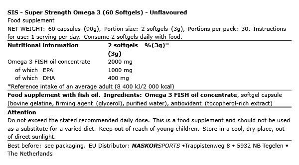 SIS - SUPER STRENGTH OMEGA 3 - 60 LÁGYKAPSZULA