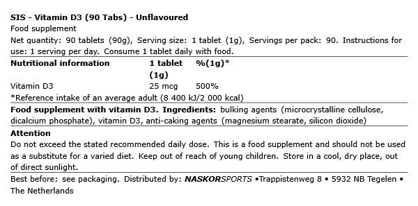 SIS - VITAMIN D3 - 90 TABLETTA