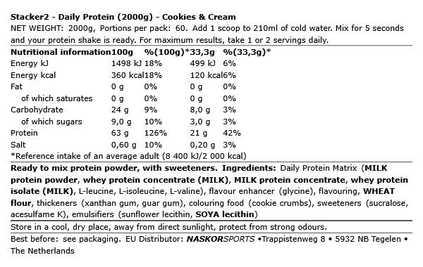 STACKER2 - DAILY PROTEIN - 2000 G STACKER2 - DAILY PROTEIN - 2000 G