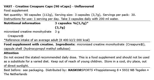 VAST - CREATINE CREAPURE - 90 KAPSZULA