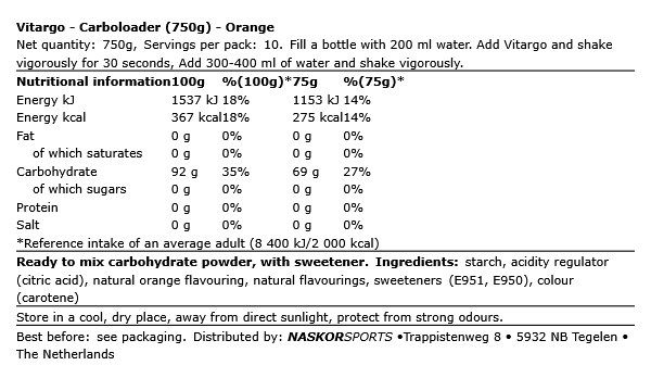 VITARGO - CARBOLOADER - 750 G