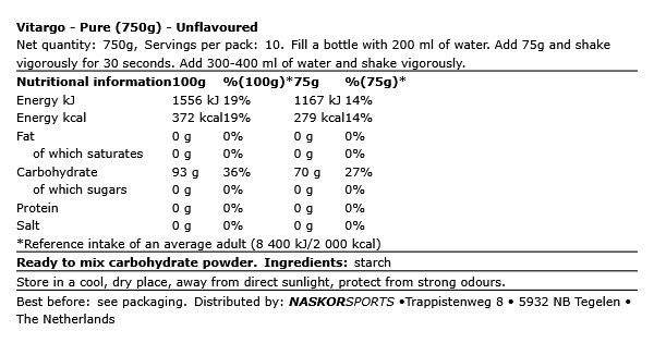 VITARGO - PURE - ÍZESÍTETLEN - 750 G