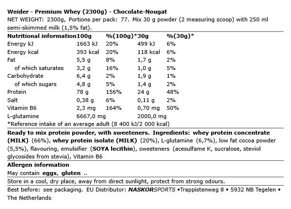 WEIDER - PREMIUM WHEY - 2300 G WEIDER - PREMIUM WHEY - 2300 G