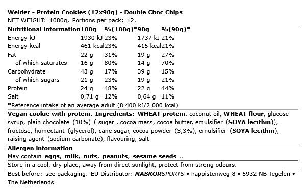 WEIDER - PROTEIN COOKIES - 12 X 90 G