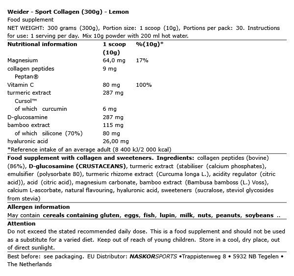 WEIDER - SPORT COLLAGEN - LEMON - 300 G