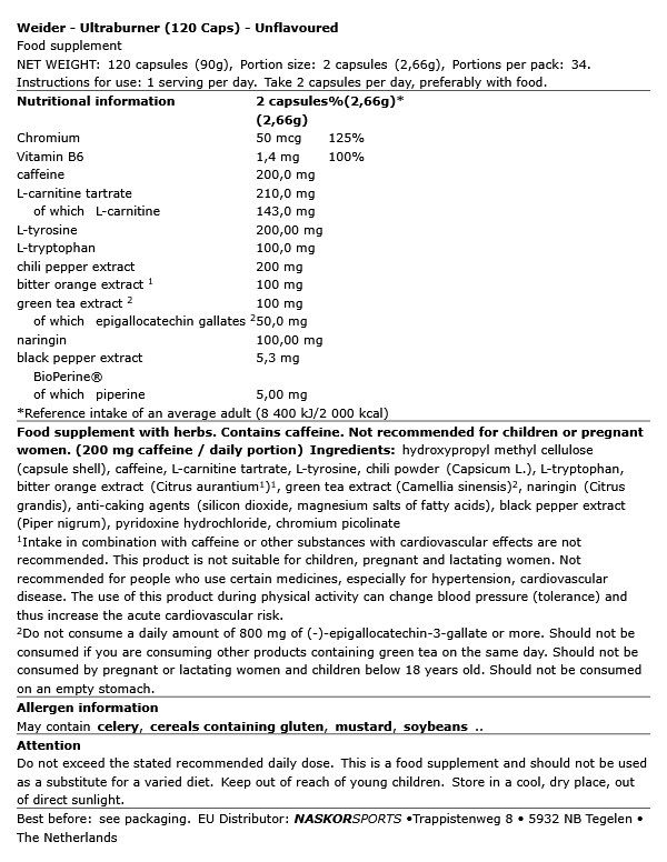 WEIDER - ULTRABURNER - 120 KAPSZULA