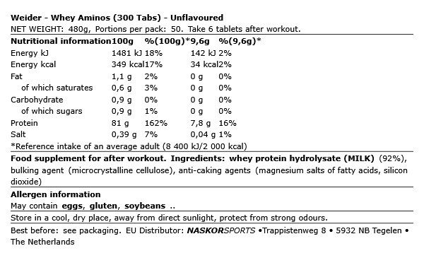 WEIDER - WHEY AMINOS - 300 TABLETTA