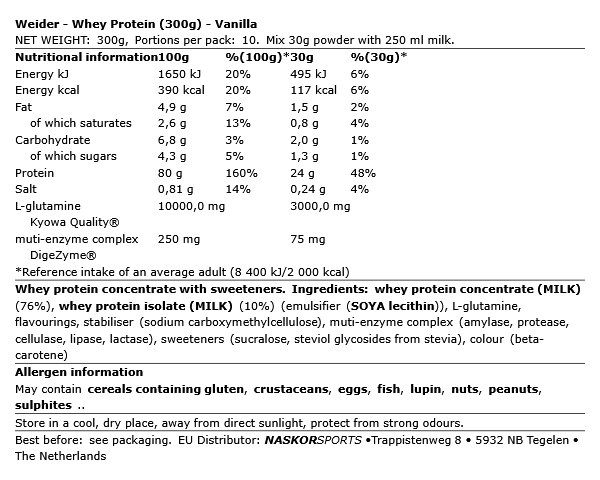 WEIDER - WHEY PROTEIN - 300 G