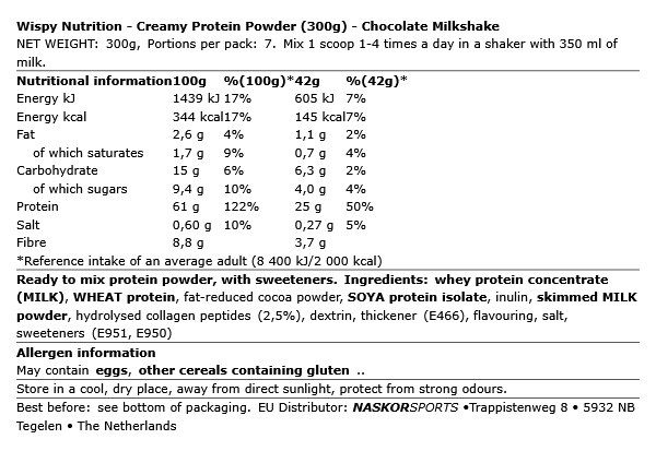 WISPY NUTRITION - CREAMY PROTEIN POWDER - 300 G