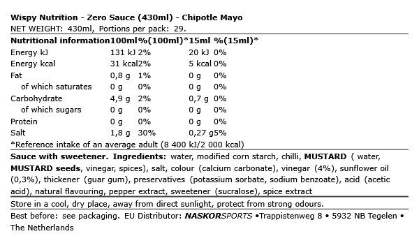 WISPY NUTRITION - ZERO SAUCE - 430 ML