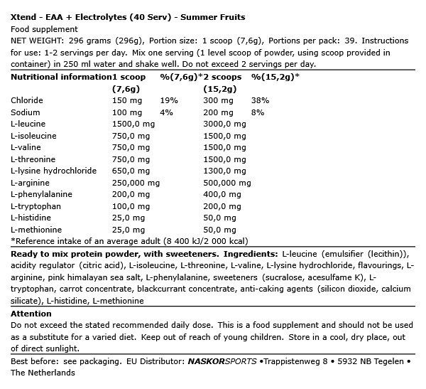 XTEND - EAA + ELECTROLYTES - 296 G XTEND - EAA + ELECTROLYTES - 296 G