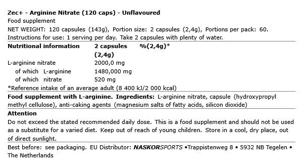 ZEC+ - ARGININE NITRATE - 120 KAPSZULA ZEC+ - ARGININE NITRATE - 120 KAPSZULA