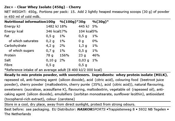 ZEC+ - CLEAR WHEY ISOLATE - 450 G