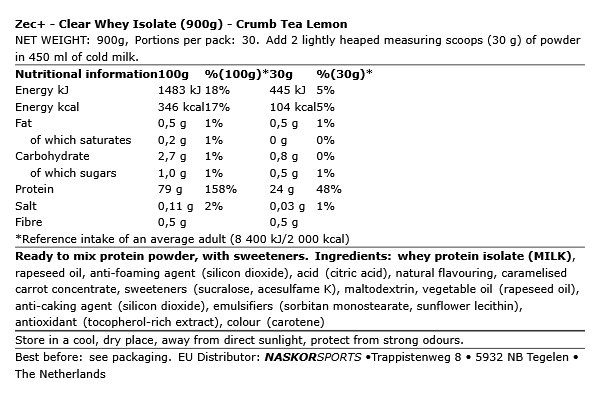 ZEC+ - CLEAR WHEY ISOLATE - 900 G