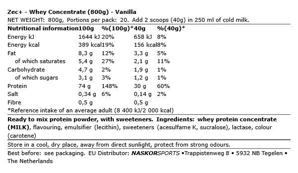 ZEC+ - WHEY CONCENTRATE - 800 G ZEC+ - WHEY CONCENTRATE - 800 G