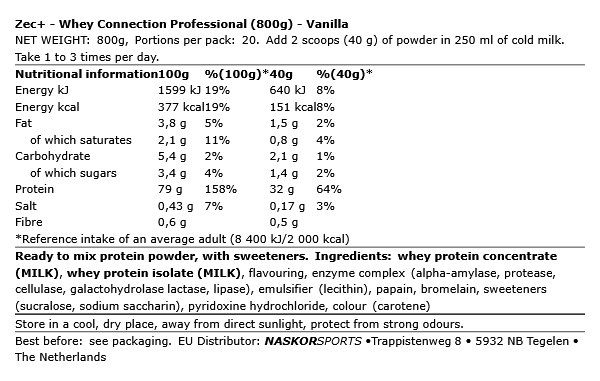 ZEC+ - WHEY CONNECTION PROFESSIONAL - 800 G
