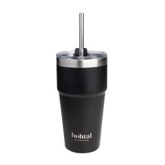 SMARTSHAKE - BOHTAL DOUBLE INSULATED TRAVEL MUG WITH STRAW - 600 ML - BLACK