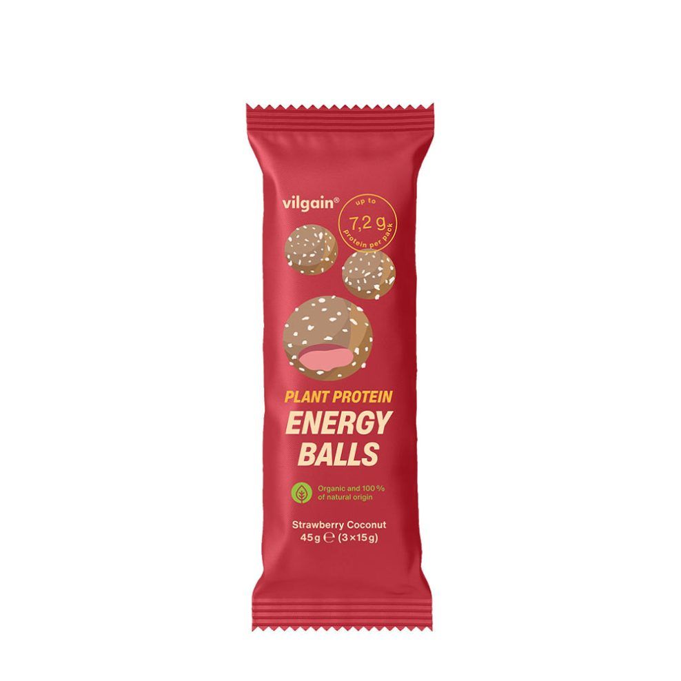 VILGAIN - PLANT PROTEIN ENERGY BALLS BIO STRAWBERRY COCONUT - 45 G