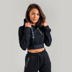 GYMBEAM - STRIX - ESSENTIAL CROPPED BLACK NŐI KAPUCNIS PULÓVER - FEKETE