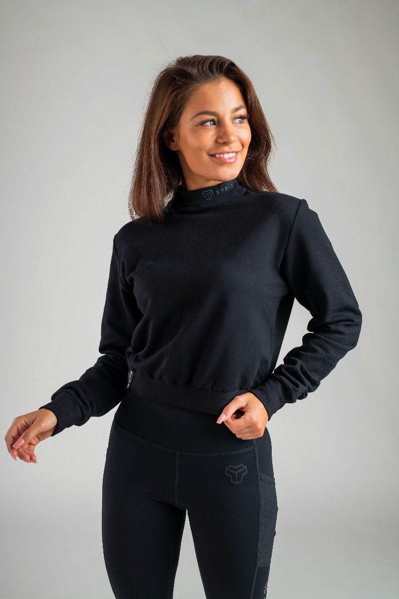 GYMBEAM - STRIX - ESSENTIAL HIGH-NECK NŐI PULÓVER - FEKETE