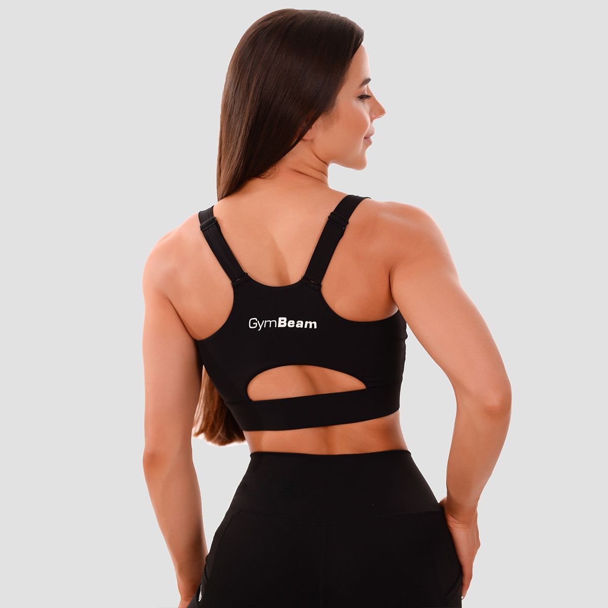 GYMBEAM - NŐI CUT-OUT SPORTMELLTARTÓ - FEKETE