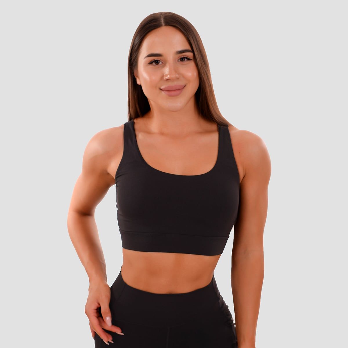 GYMBEAM - NŐI CUT-OUT SPORTMELLTARTÓ - FEKETE