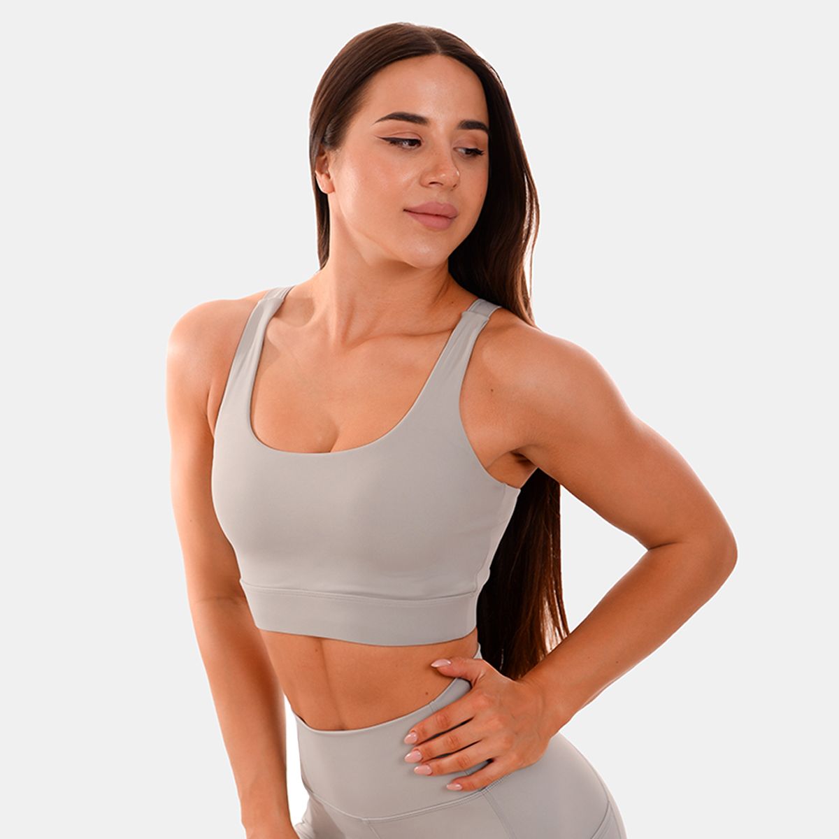 GYMBEAM - NŐI CUT-OUT SPORTMELLTARTÓ - SZÜRKE