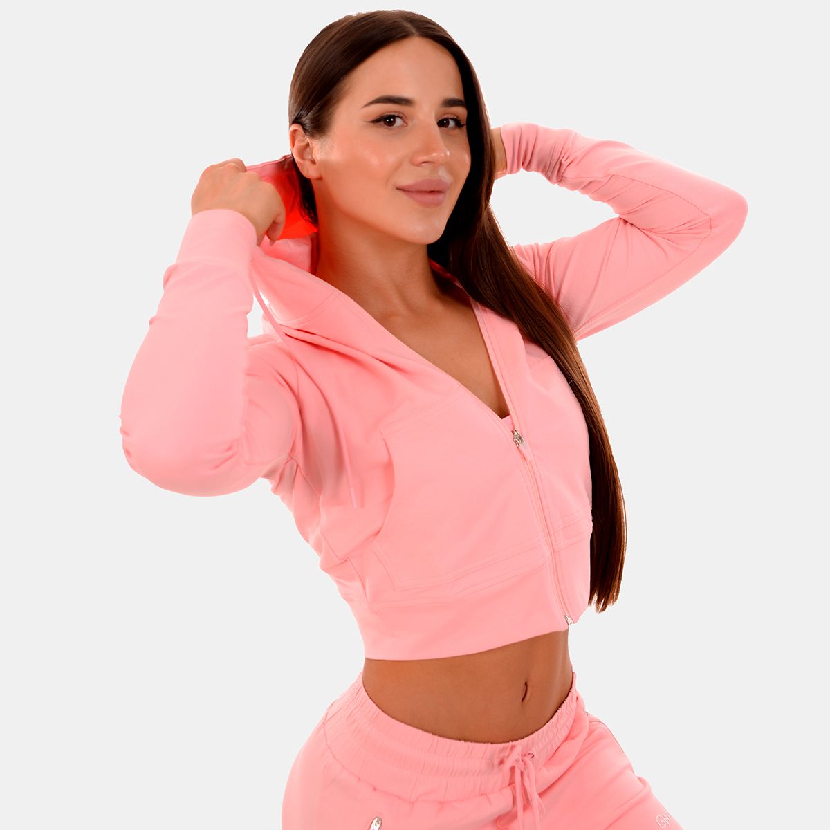 GYMBEAM - TRN NŐI KAPUCNIS PULÓVER - RÓZSASZÍN