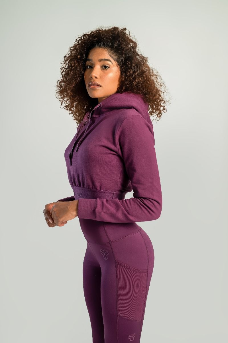 GYMBEAM - STRIX - ESSENTIAL CROPPED PLUM NŐI KAPUCNIS PULÓVER - LILA