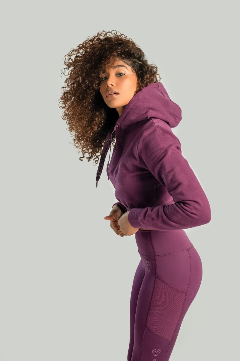 GYMBEAM - STRIX - ESSENTIAL CROPPED PLUM NŐI KAPUCNIS PULÓVER - LILA