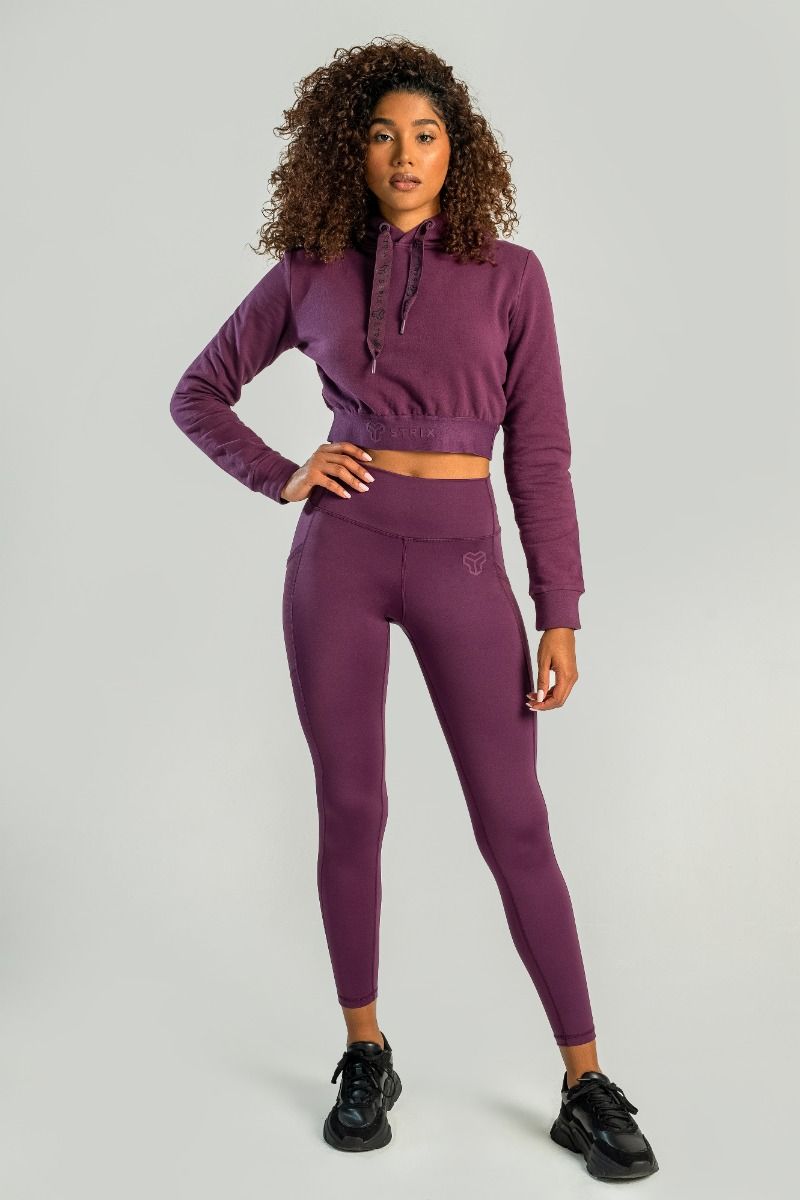 GYMBEAM - STRIX - ESSENTIAL CROPPED PLUM NŐI KAPUCNIS PULÓVER - LILA