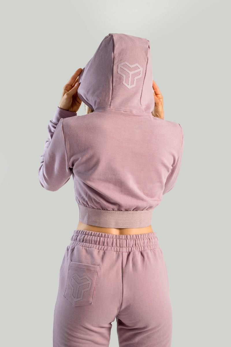 GYMBEAM - STRIX - ESSENTIAL CROPPED MAUVE NŐI KAPUCNIS PULÓVER - LILA