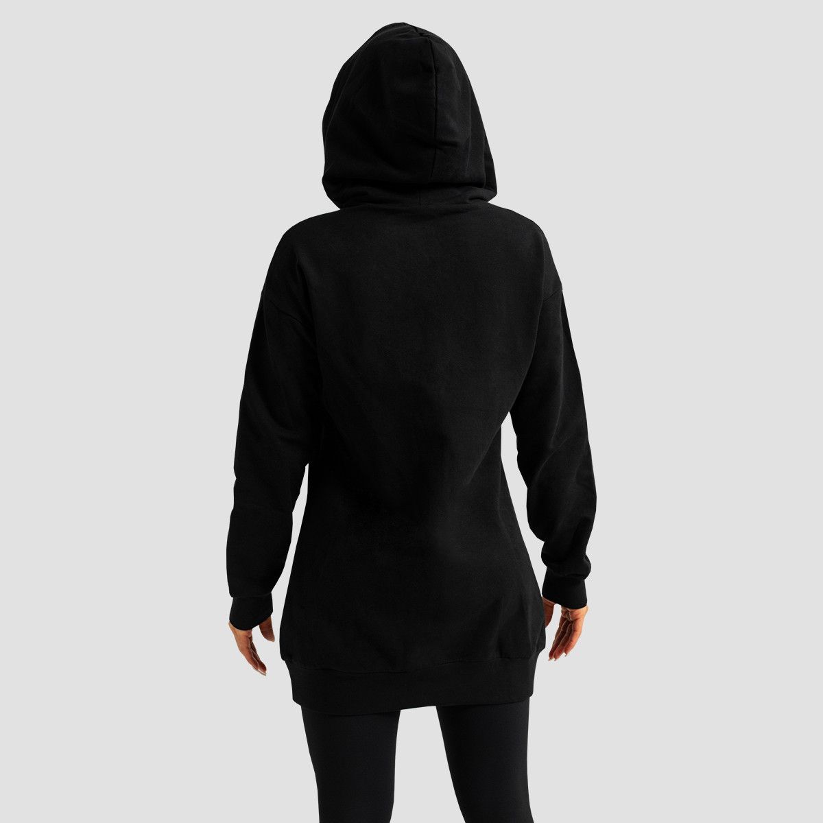 GYMBEAM - LIMITLESS LONGLINE NŐI KAPUCNIS PULÓVER - FEKETE