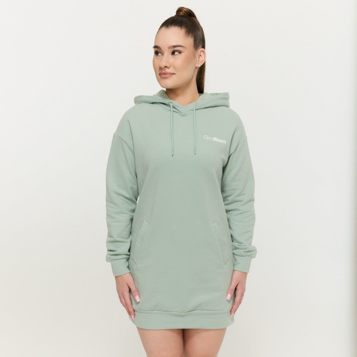 GYMBEAM - LIMITLESS LONGLINE NŐI KAPUCNIS PULÓVER - ZÖLD