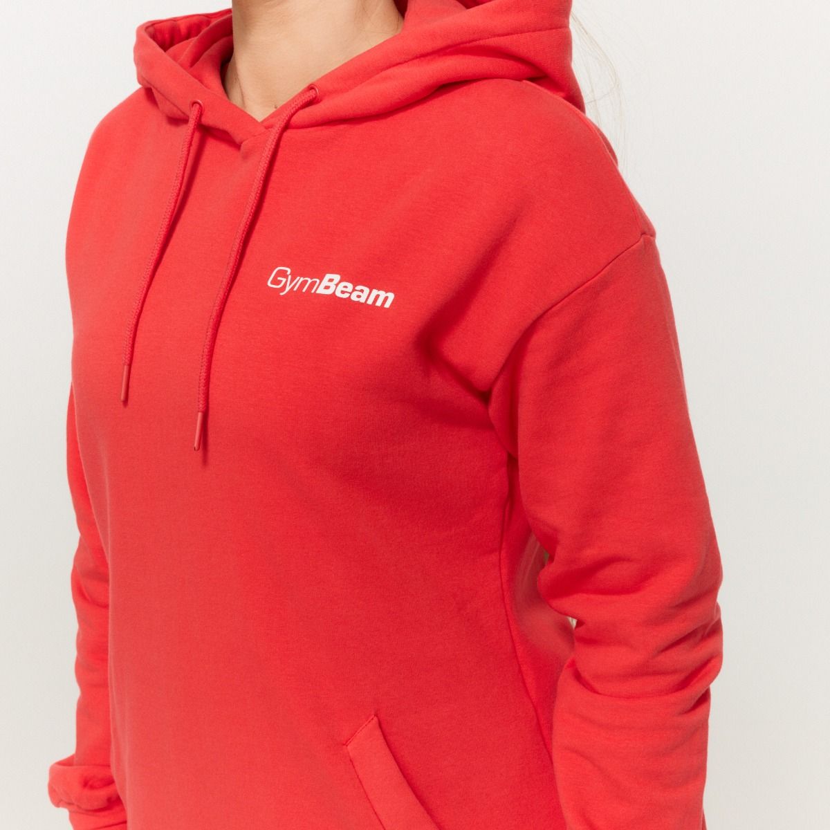 GYMBEAM - LIMITLESS LONGLINE NŐI KAPUCNIS PULÓVER - PIROS