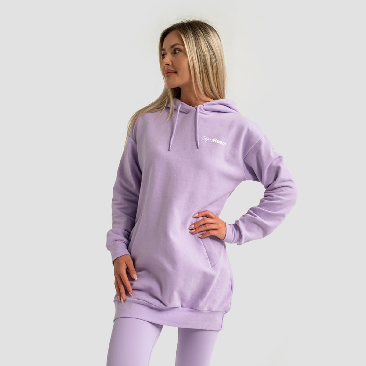 GYMBEAM - LIMITLESS LONGLINE NŐI KAPUCNIS PULÓVER - LILA