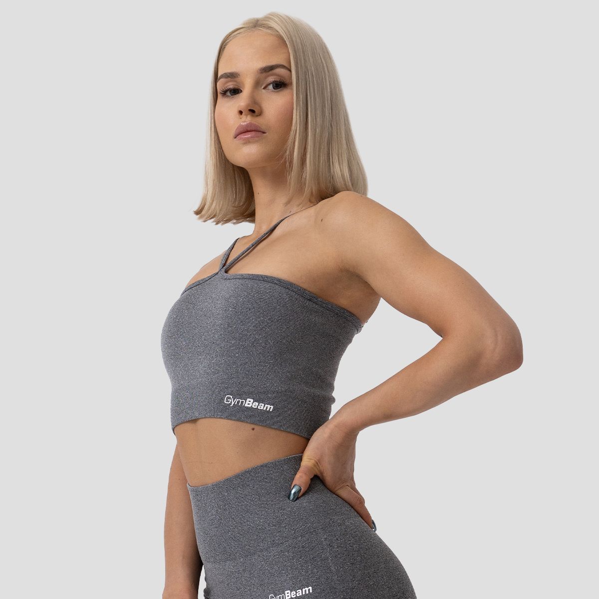 GYMBEAM - NŐI FLO HALTER SPORTMELLTARTÓ - SZÜRKE