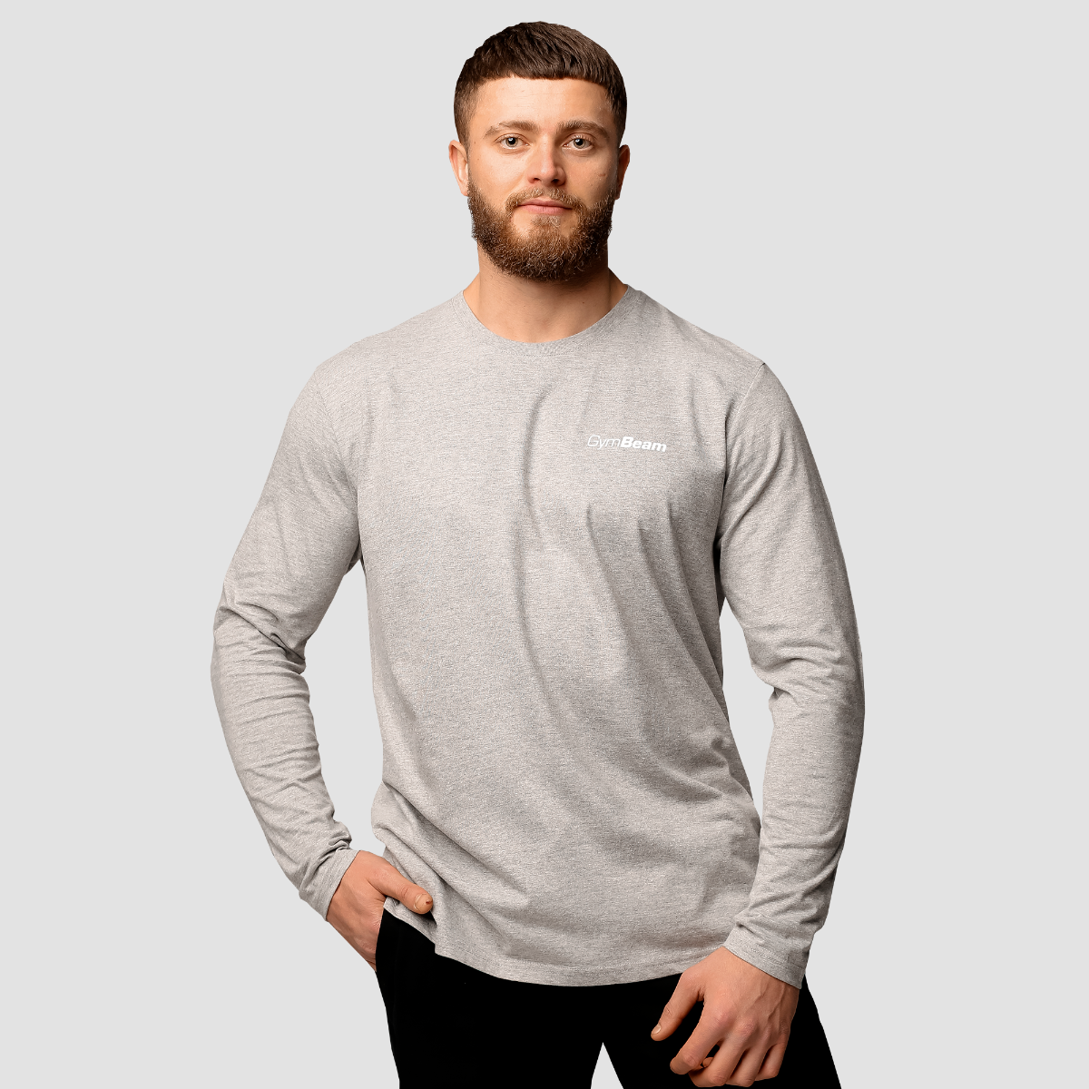 GYMBEAM - BASIC HOSSZÚ UJJÚ FÉRFI PÓLÓ - SZÜRKE