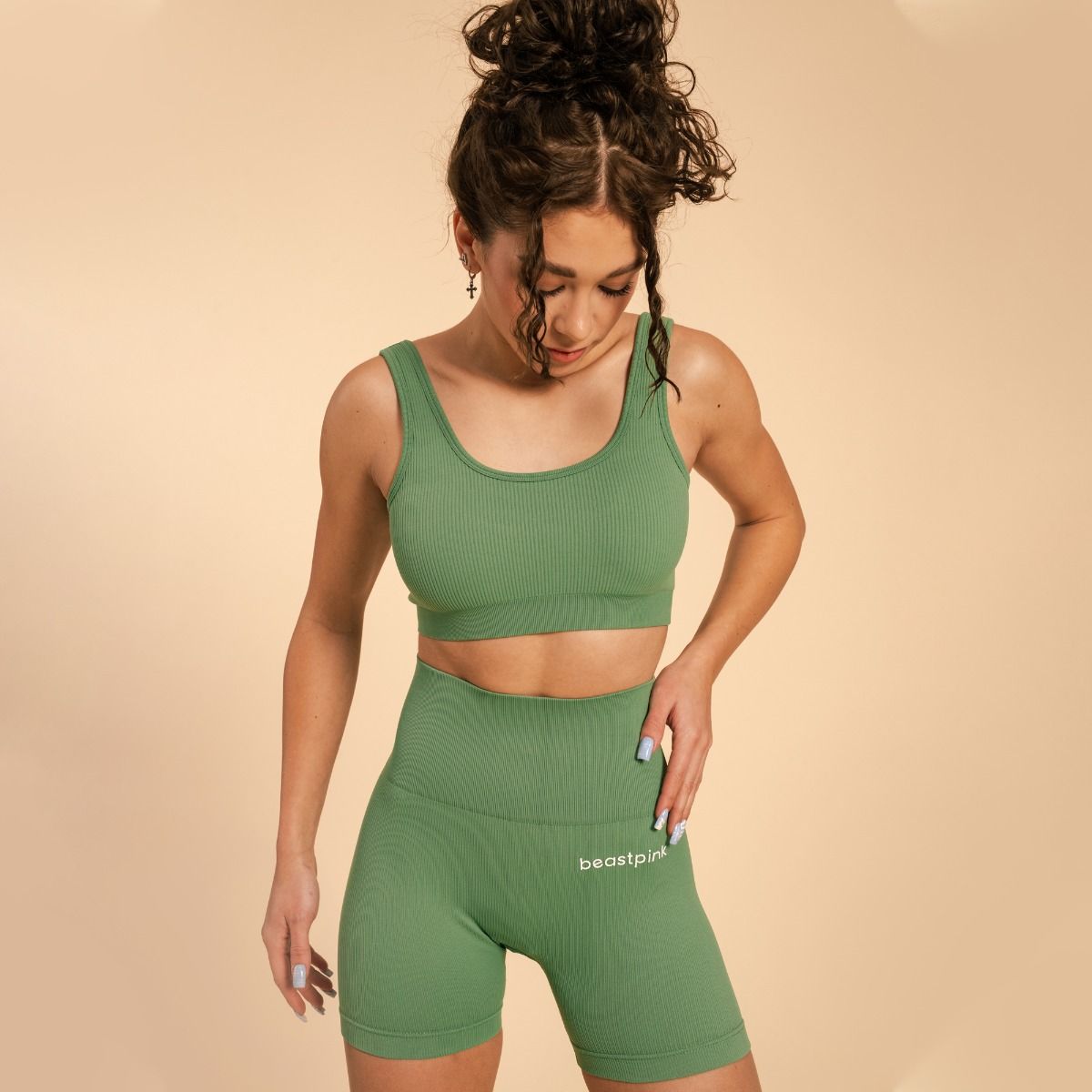 BEAST PINK - NŐI HYPER SPORTMELLTARTÓ BRALETTE - XS MÉRET - ZÖLD