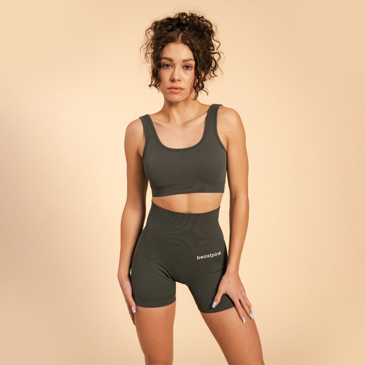 BEAST PINK - NŐI HYPER SPORTMELLTARTÓ BRALETTE - SZÜRKE